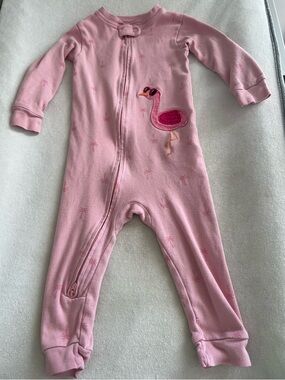 Carter's Pink Flamingo Zip-Front Footed One-Piece